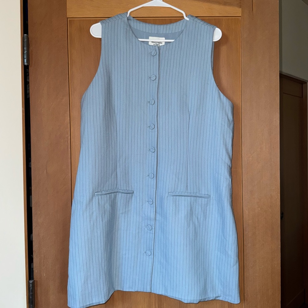 Abercrombie & Fitch Light Blue Pinstripe Mini Dress